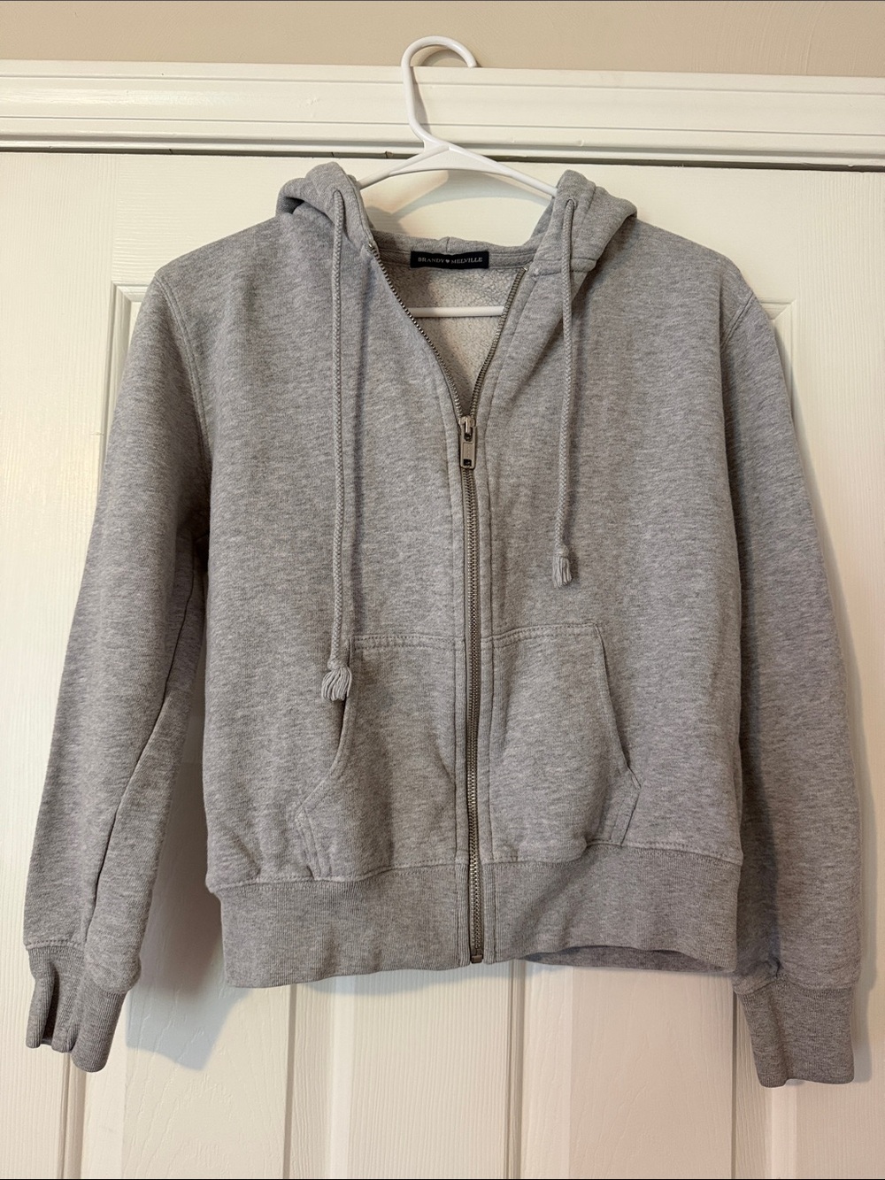 Brandy Melville Gray Zip Hoodie Jacket with Hood and Pockets